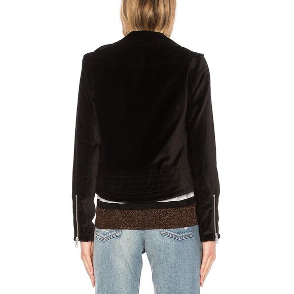 Rag & Bone / Jean Mercer Jacket Black Velvet Motorcycle Biker Zipper Collar S - Picture 5 of 13
